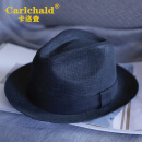 卡洛查（CARLCHALD）品牌小礼帽男士夏季高档绅士休闲爵士帽防晒遮阳帽巴拿马休闲帽 苎麻黑色 大码L(58-61cm)另配防风绳