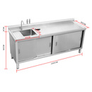 水果店果切台不锈钢工作台水槽垃圾口洗菜池灶台商用家用304定制 2000*600*800右水池带垃圾口