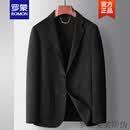 罗蒙（ROMON）品牌高端羊毛西装男2026秋冬季单西商务休闲双面呢子西服外套新品 黑色 170/48