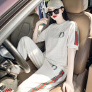 MYCOLEN 休闲套装女时尚2022新款夏季短袖宽松时髦休闲跑步两件套运动套装女  白色 XL(125-135斤)