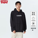 Levi's李维斯情侣同款连帽加绒卫衣经典logo落肩宽松复古 黑色 S