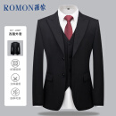 罗蒙（ROMON）西服男士小西装外套职业正装修身休闲伴郎服 黑色XL