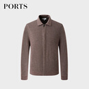 PORTS宝姿男装商务休闲翻领针织衫毛衣ML9K012LKW008 BROWN M
