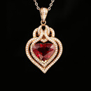 梵蒂莫轻奢珠宝38克拉鸽血红碧玺碧玺项链女 18K金镶钻 彩宝石 红宝石 吊坠+18K金项链