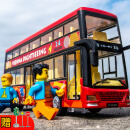 恩贝家族玩具车合金双层公交车巴士车模儿童玩具3-6岁男孩汽车模型红绿灯