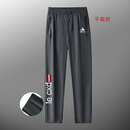 乐卡克（Le coq sportif）法国大公鸡速干冰丝裤男夏季弹力束脚卫裤薄款运动休闲长裤子 深灰色冰丝平脚长裤#竖排 2XL160-180斤
