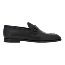 【95成新】菲拉格慕（Ferragamo）男士黑色Gancini扣饰莫卡辛鞋 0765785_3E _ 95/43.5 礼物送男友