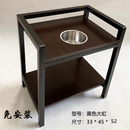 寒婵麻将机茶几茶水架钢木双层大桌面烟缸棋牌室茶楼麻将桌边角几水壶 黑色大缸
