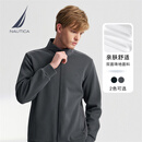 诺帝卡（NAUTICA）【单件直降】男装春夏新款双面珠地立领拼接全开襟卫衣男KO4303 深碳灰01C M