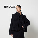 ERDOS 格纹绗缝保暖马甲简约休闲女棉服外套 黑 165/84A/M