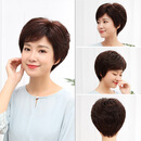 纤缕 假发女真发短发真人发丝假发套中老年女士全头套式头发自然时尚 中老年人 真人发丝假发套 透气款 手织顶心-深棕色