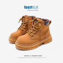 天美意（TEENMIX）童鞋儿童马丁靴女童2024新款春秋单靴男童大黄靴皮靴子中大童短靴 驼色 37