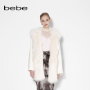bebe【璀璨派对】冬款女士狐狸毛皮羊毛呢大衣外套402121 米白 S