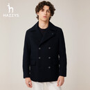 哈吉斯（HAZZYS）男装 春秋季男外套羊毛大衣上班通勤毛呢大衣男ABSZH0ADH27 深藏青色DN XL (180/100A 50)