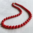赤影沙丁深海有机宝石A级品质珊瑚圆珠项链收藏级9mm珊瑚项链