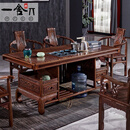 一舍红木家具非洲鸡翅木（学名：非洲崖豆木）新中式茶桌椅组合实木茶台泡茶桌办公一体茶几桌一舍 1.6米雅韵茶桌+1主人椅+4文福椅