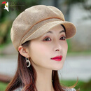 啄木鸟品牌帽子女八角帽夏季薄款透气贝雷帽出游防晒遮阳草帽时尚休闲 【卡其】薄款画家帽 M (56-58cm)