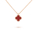 梵克雅宝（Van Cleef & Arpels）项链女 四叶草18k玫瑰金幸运小红花项链女士 礼盒装 小号 红玉髓VCARN59M00 9mm