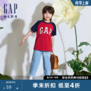 GAP男童2024春季新款logo撞色插肩袖短袖T恤儿童装上衣510041