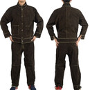 牛皮电焊工作服焊工焊接防烫保护衣工作服电焊工皮衣 蓝色纯皮套装 XXL