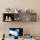 斯兰梦贝长方形墙面实木吊柜家用卧室墙上置物柜原木色白色胡桃色墙壁配件 1m胡桃色吊柜带玻璃门