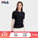 斐乐（FILA）官方编织衫女2023夏简约时尚休闲通勤POLO领短袖上衣 传奇蓝-NV 175/92A/XL