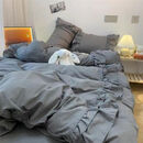 祈星韩系奶茶色灰色花边被套公主风床裙款简约色床款 塔丽娜-纯灰色 1.5床裙四件套【被套200*230