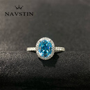 奈维斯汀蓝钻戒指鸽子蛋2克拉微镶海蓝宝蓝托帕戒指520礼物女 蓝钻2克拉 美码5号（港码10-11）