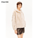 诗篇（PSALTER）【整貂】专选手工直排水貂毛简约舒适连帽外套皮草2024冬新款 米色 42 XL