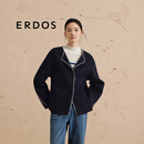 ERDOS 宽松廓形外套简约优雅时尚羊绒双面毛呢女毛呢短外套 水墨蓝 M 165/84A