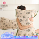 洁丽雅（grace）枕巾防脱落 全棉四层纱布枕巾纯棉一对装防滑不脱落纱布棉可固定 花语55*80cm/对