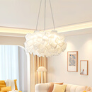 玛丽仕新款浪漫网红卧室房间吊灯具奶油风书房餐厅灯北欧主卧灯客厅吊灯 A款吊灯小号 三色光