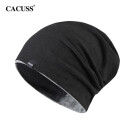 CACUSS 帽子男薄款棉质包头帽男士简约套头帽产后月子帽空调帽四季双面可戴 BT220003 黑色拼深灰 57-59cm