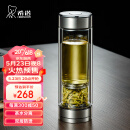 希诺双层玻璃杯磁吸式茶水分离杯子男高档茶杯水杯XN-7012本色 300mL