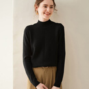 鄂尔多斯市产纯山羊绒毛衣女半高领秋冬季欧货2024新款加厚打底针 黑色 L115-125斤