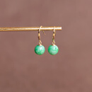 皇本翡翠珠子耳环耳钩耳饰耳坠18K金镶嵌糯种简约精致百搭鉴定证书女