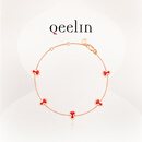 Qeelin圣诞礼物Qeelin麒麟官方Wulu系列18K玫瑰金红珐琅葫芦手链 均码 均码