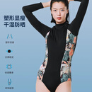 【准新品】迪卡侬泳衣女夏防晒连体长袖显瘦花卉密语-带胸垫38-4835929  