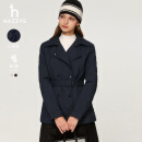 哈吉斯（HAZZYS）女装 春秋款女士翻领通勤风双排扣棉服女ASSSU0BCF04 藏青色NV L （165/88A 40）