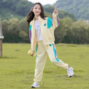 迪士尼（Disney）女童套装春装2023年新款洋气大童12女孩运动春秋款时髦衣服十岁 杏色 160cm【建议身高150左右】