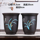 馳爵（CHIJUE）紫砂花盆宜兴陶瓷紫砂大号吊兰兰花盆 出汗泥现代简约绿植园艺桌 2只小号金钟有侧孔+塑料盘  尺寸如图  紫砂