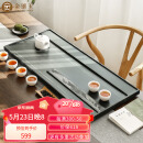 金镶玉绿檀石茶盘乌金石功夫大号石头茶盘 山水一色80*33*3.5