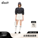 DZZIT【爆款补单】地素春夏新款法式复古泡泡袖爱心链条满印海军领上衣 深蓝色 S