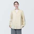 无印良品（MUJI）女式木棉混双层纱织长袖罩衫女士衬衫衬衣外套早春新品  BC2IZC4S 原色 M(160/84A)