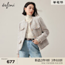 伊芙丽（eifini）伊芙丽精致花纱面料温柔知性风设计感小香风短外套女2023秋装新款 燕麦色 160/84A/M