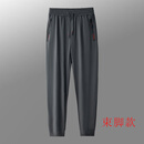 乐卡克（Le coq sportif）法国大公鸡速干冰丝裤男夏季弹力束脚卫裤薄款运动休闲长裤子 深灰色冰丝束脚长裤#纯色 M110-130斤