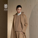 ERDOS【善系列】圆领单畦宽松柔软保暖女开衫羊绒衫 初绒 沙米 170/88A/L