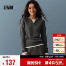 森马（Semir）针织衫女含羊毛圆领修身气质2024冬季假两件拼色毛衫109724107015