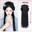 唐妮汉服假发女一体式懒人发箍全套发饰古装盘发发髻古风日常发包发饰 夕颜底座款