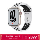Apple Watch Series 7智能手表 Nike GPS+蜂窝款 45毫米 星光色铝金属白金配黑色Nike运动表带电话运动手表S7